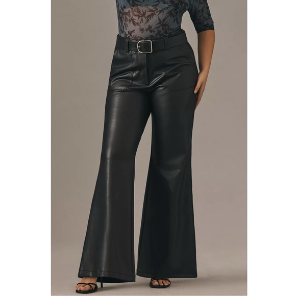 Anthropologie The Naomi Wide-Leg Flare Pants by Maeve: Faux Leather Edition - Picture 2 of 11